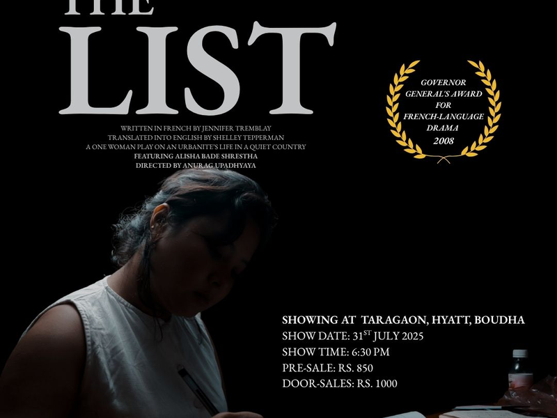 The List - A One-Woman Act (Second Show at Taragaon Next)
